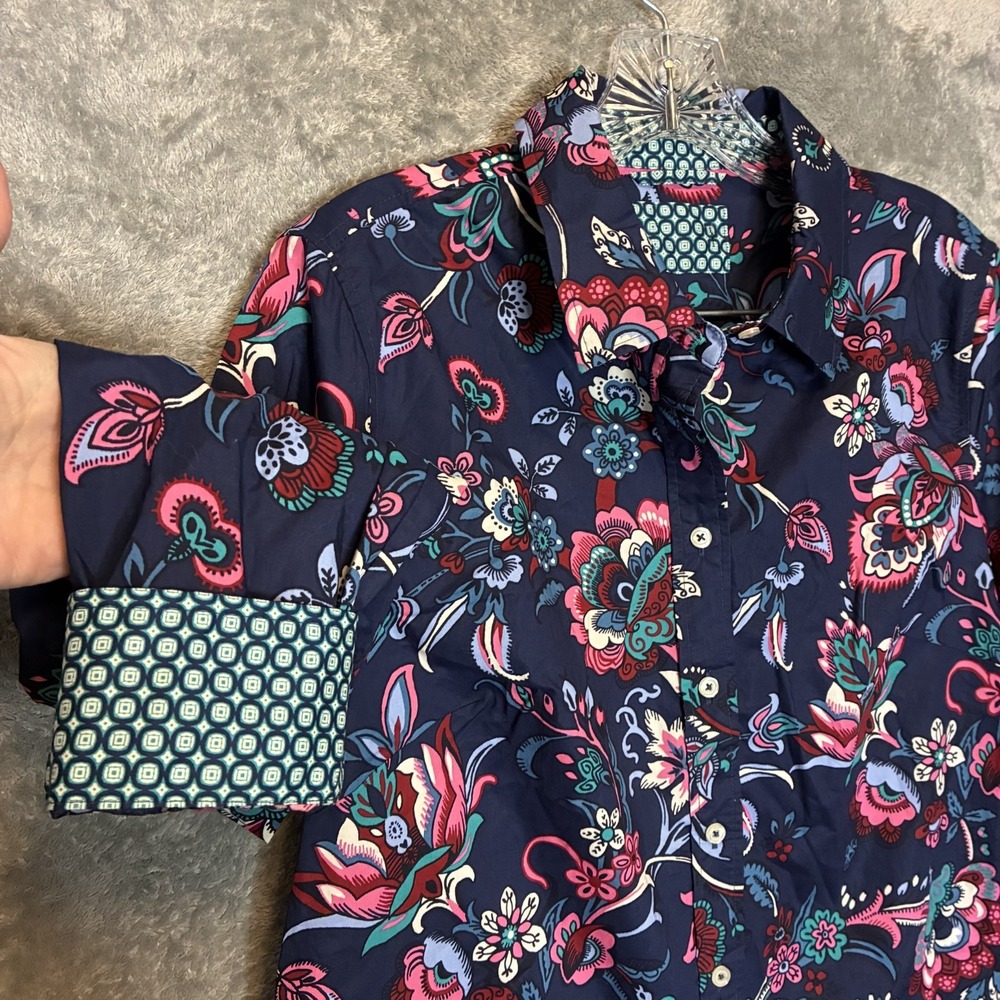 Talbots Women Modern Classic Shirt Beautiful Floral Preppy L* Intricate Abstract